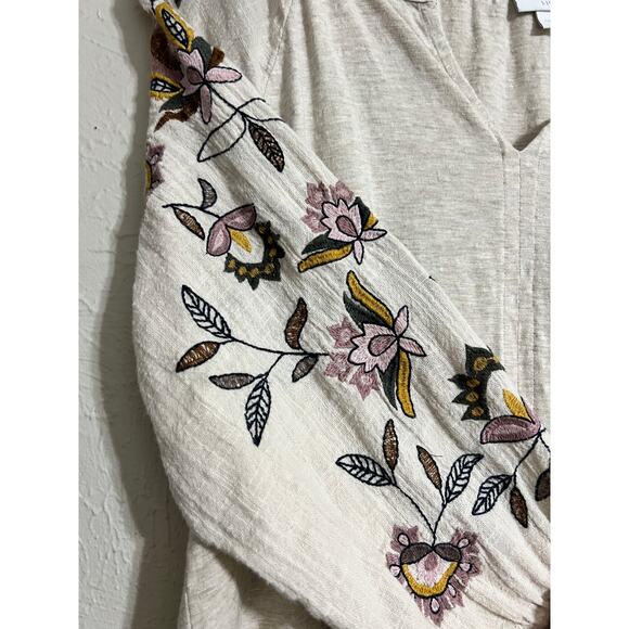 J. Jill floral embroidered 3/4 sleeve top med - Picture 3 of 5